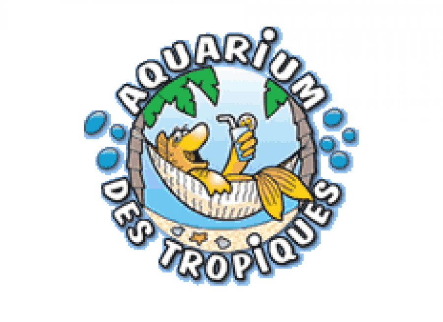 Logo de l'Aquarium des Tropiques avec un poisson dans un hamac à Allex dans la Drôme