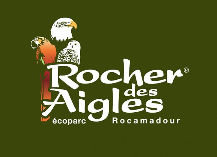 Logo perroquet, chouette et aigle du Rocher des Aigles Ecoparc de Rocamadour dans le Lot
