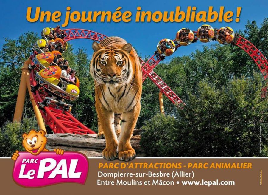 Affiche du PAL, parc d'attractions et parc animalier à Dompierre-sur-Besbre dans l'Allier