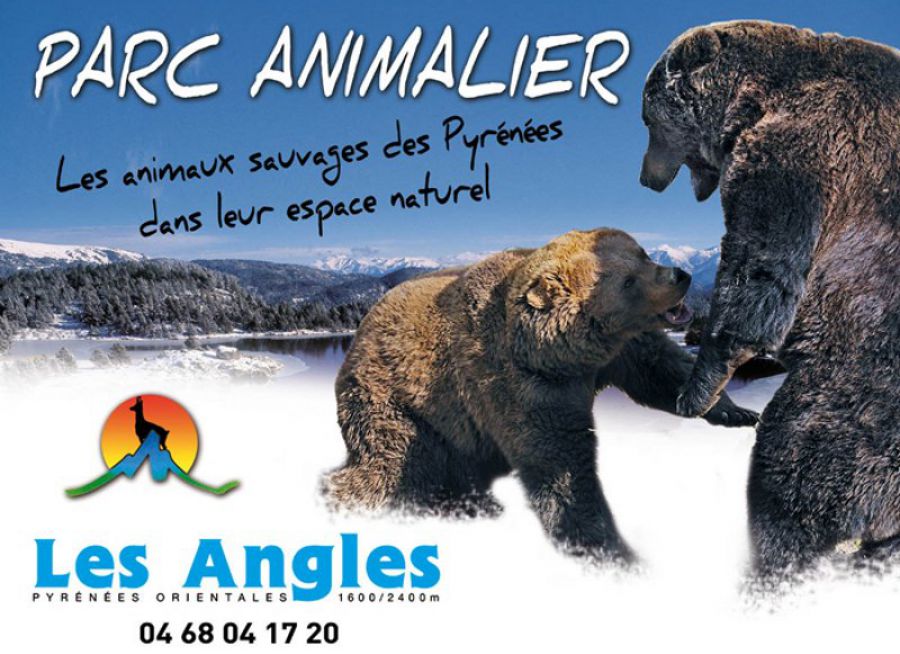 Affiche avec des ours du parc animalier Les Angles dans les Pyrénées Orientales