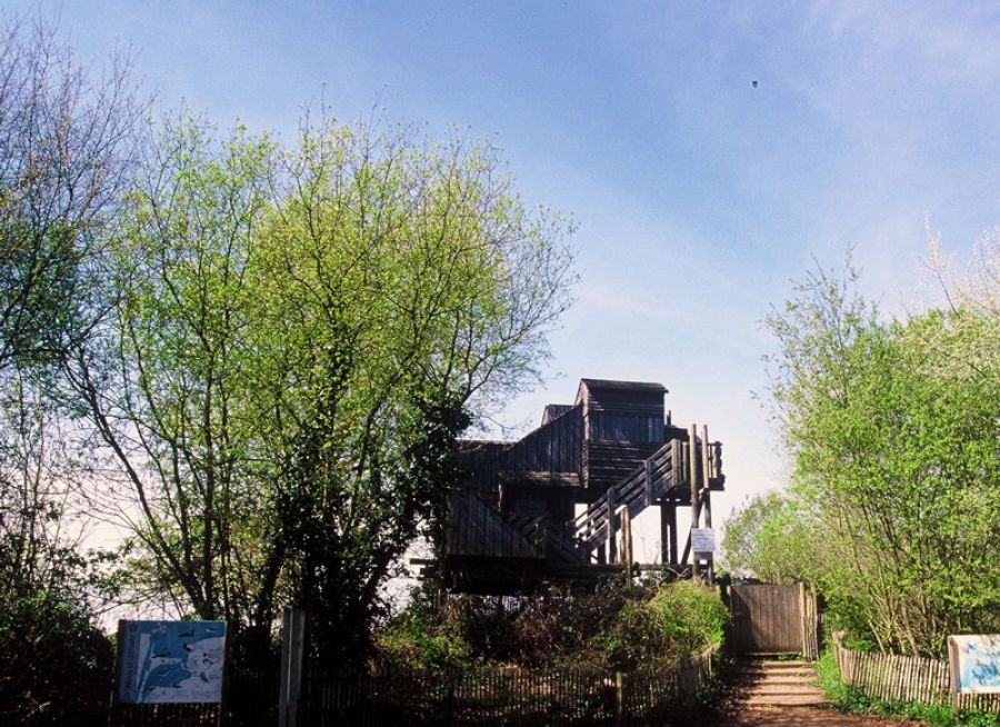 Photo d'un observatoire à la Réserve Ornithologique du Gros Banc à Merville-Franceville-Plage dans le Calvados