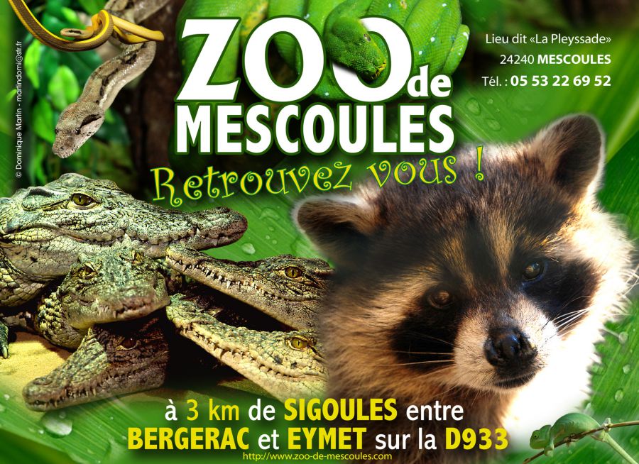 Affiche du Zoo de Mescoules, parc animalier de reptiles en Dordogne